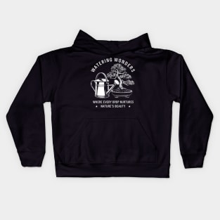 WATERING WONDERS: A Grayscale Tribute to Nature's Beauty, One Drop at a Time Kids Hoodie